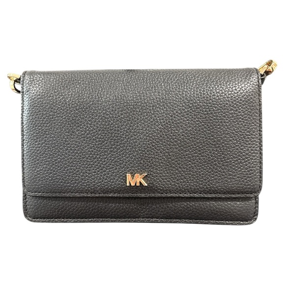 Michael Kors Pebbled Leather Convertible Crossbody Bag Purse Wallet Black - Picture 1 of 9